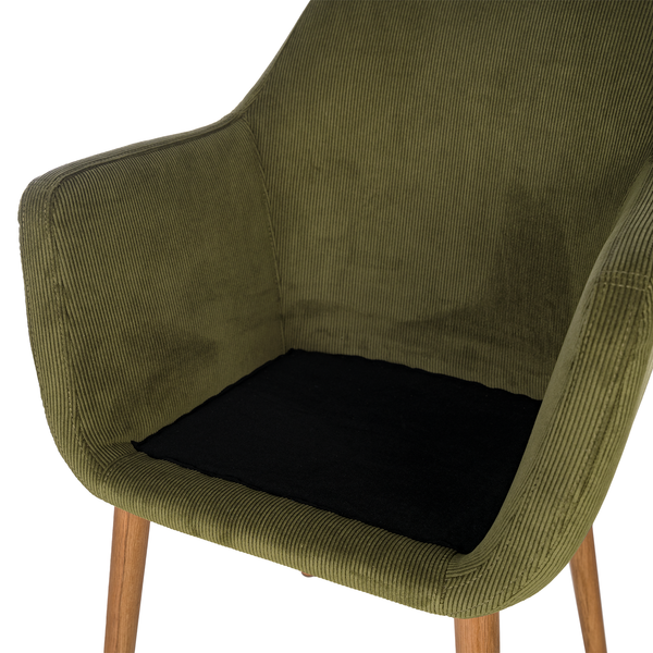 Armlehnenstuhl NICHOLAS - Cordstoff Winka: Olivegrün - Einzelstuhl
