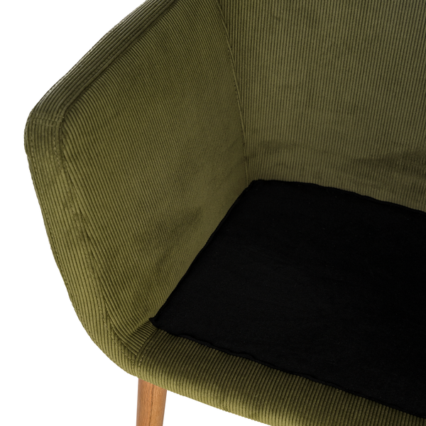 Armlehnenstuhl NICHOLAS - Cordstoff Winka: Olivegrün - Einzelstuhl