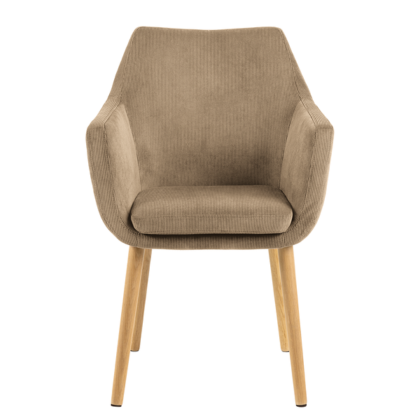 Armlehnenstuhl NICHOLAS - Cordstoff Winka: Beige - 1er Set