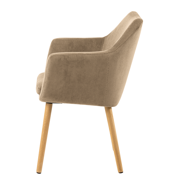 Armlehnenstuhl NICHOLAS - Cordstoff Winka: Beige - 1er Set