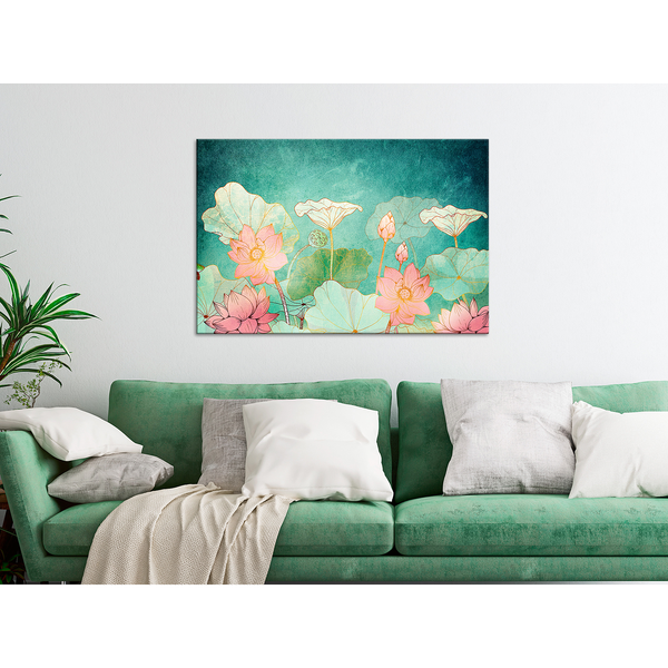 Wandbild Fairytale Flowers - Leinwand - Grün - 60 x 40 cm