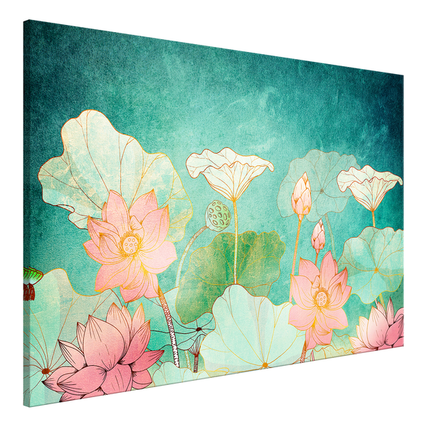 Wandbild Fairytale Flowers - Leinwand - Grün - 60 x 40 cm