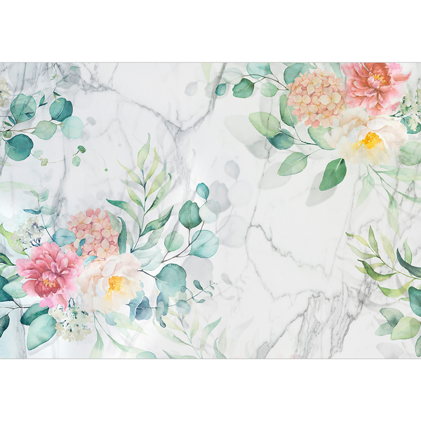 Vlies Fototapete Flowery Marble - Premium Vlies - Mehrfarbig - Breite: 450 cm