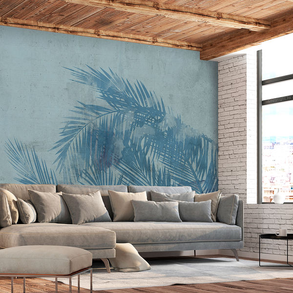 Vlies Fototapete Palm Trees - Premium Vlies - Blau - Breite: 200 cm