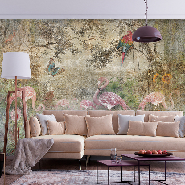 Vlies Fototapete Wild Fauna and Flora - Premium Vlies - Mehrfarbig - Breite: 250 cm