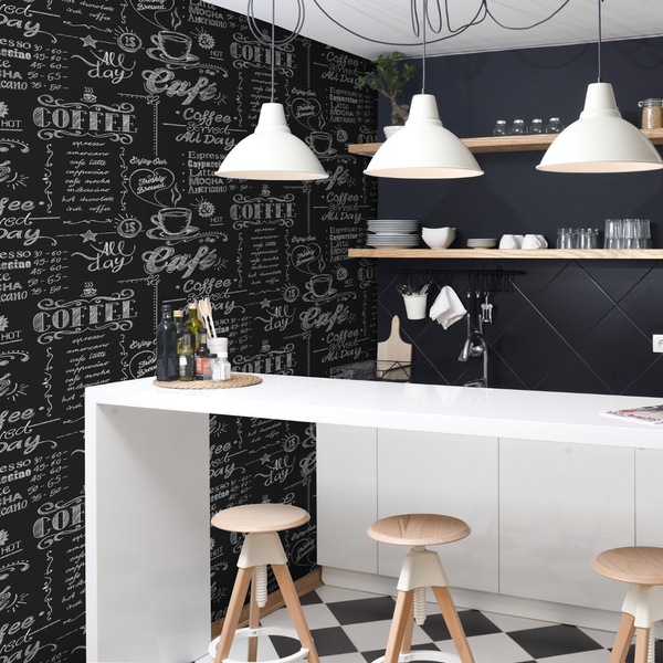 Vliestapete Coffeeshop - Vlies - Schwarz