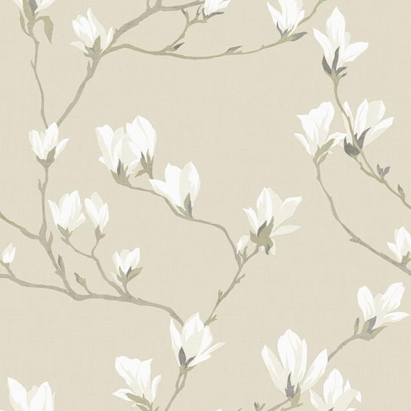 Vliestapete Magnolia Grove - Vlies - Beige