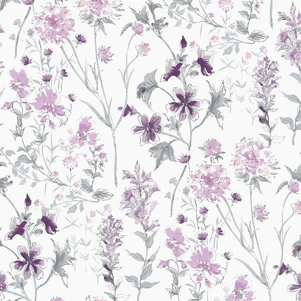 Vliestapete Wild Meadow - Vlies - Pink