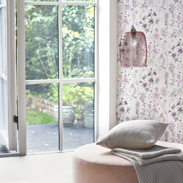 Vliestapete Wild Meadow - Vlies - Pink