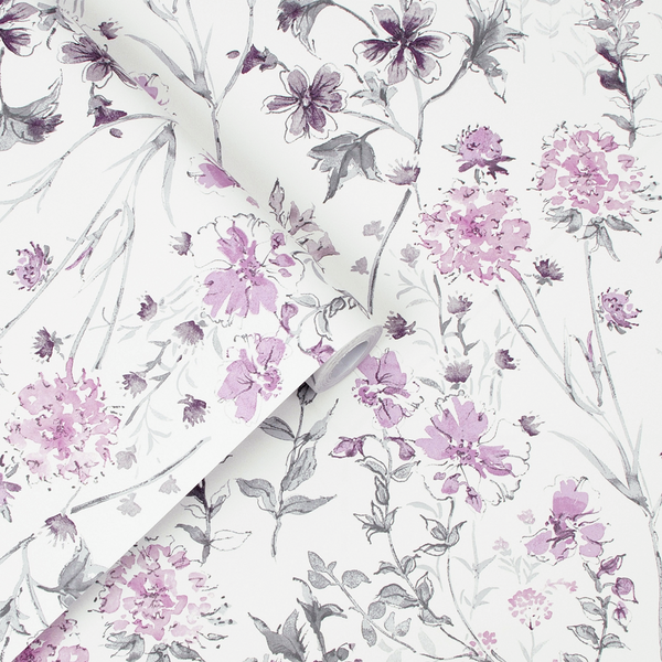 Vliestapete Wild Meadow - Vlies - Pink