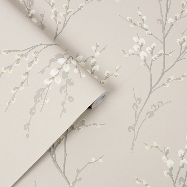 Vliestapete Pussy Willow - Vlies - Grau
