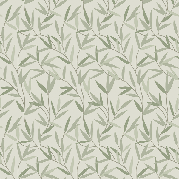 Vliestapete Willow Leaf - Vlies - Grün