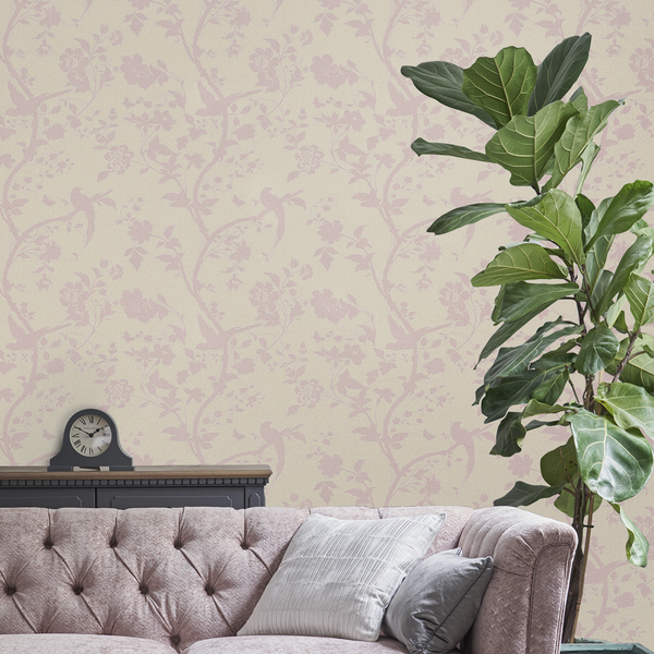Vliestapete Oriental Garden - Vlies - Pink