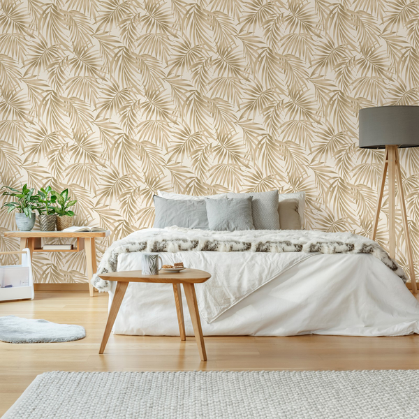 Vliestapete Elegante Blätter I - Vlies - Sand