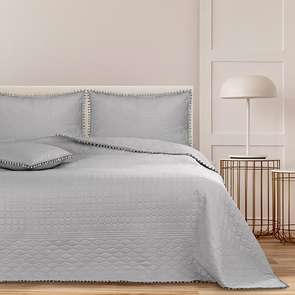Tagesdecke Ladore - Polyester - Hellgrau - 260 x 280 cm