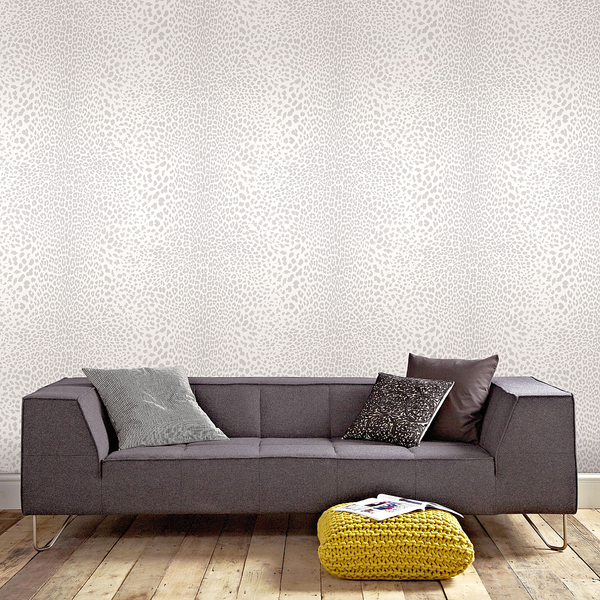 Vliestapete Leopard - Vlies - Grau
