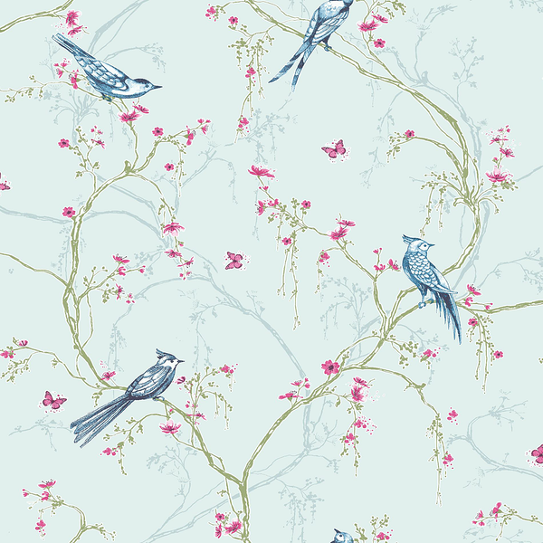Vliestapete Birdies - Vlies - Blau