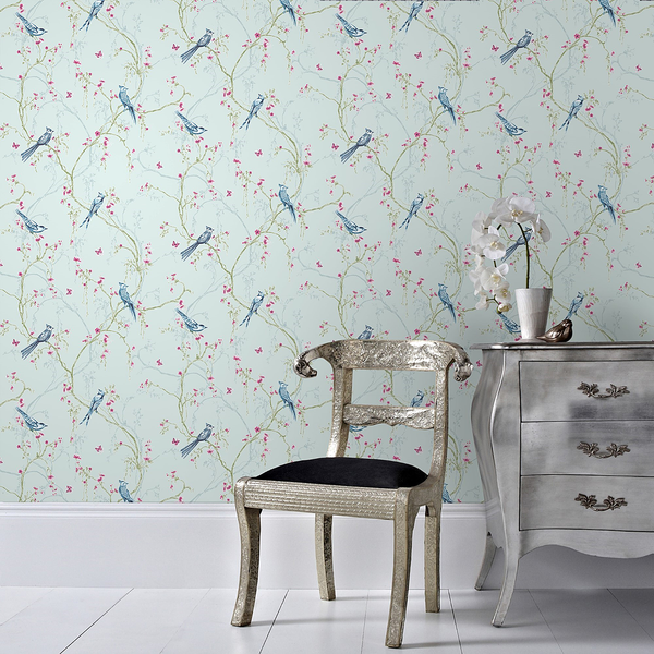 Vliestapete Birdies - Vlies - Blau