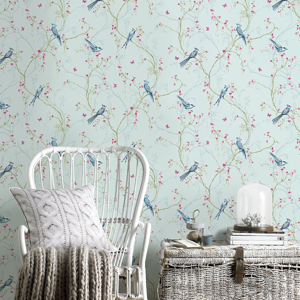 Vliestapete Birdies - Vlies - Blau