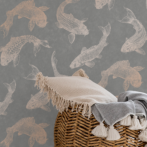 Vliestapete Pisces Slate - Vlies - Grau