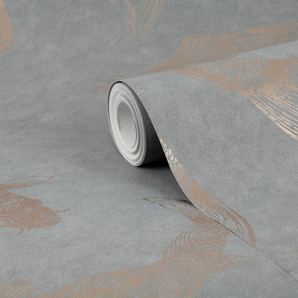 Vliestapete Pisces Slate - Vlies - Grau