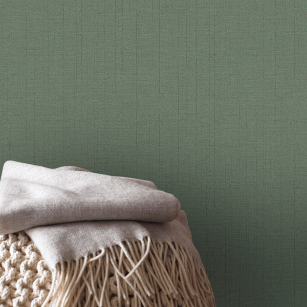 Vliestapete Textil - Vlies - Dunkelgrün