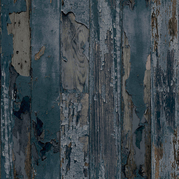 Vliestapete Holz II - Vlies - Blau