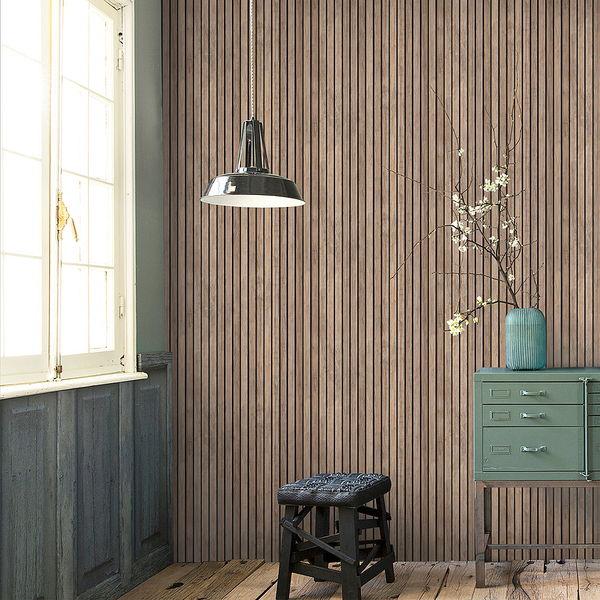 Vliestapete Wood Wall - Vlies - Braun