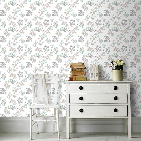 Vliestapete Blumen I - Vlies - Grau