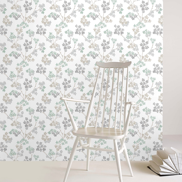 Vliestapete Blumen I - Vlies - Grau