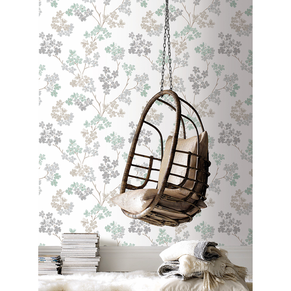 Vliestapete Blumen I - Vlies - Grau