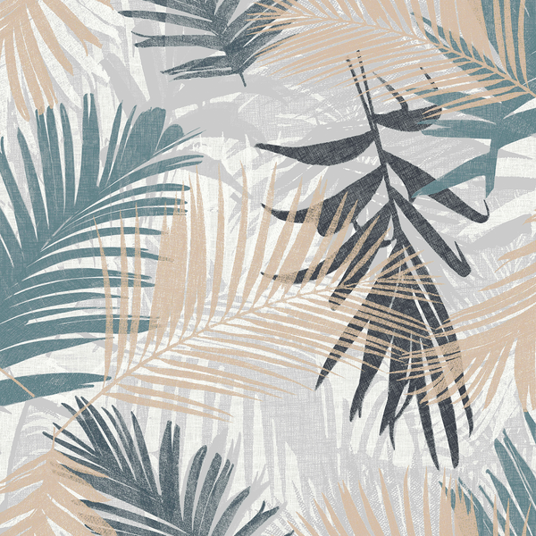 Vliestapete Jungle Glam - Vlies - Blaugrau