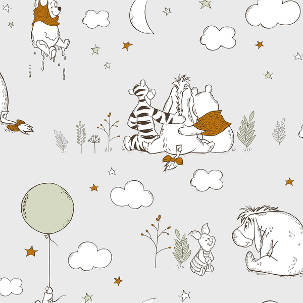 Papiertapete Disney Winnie Pooh - Papier - Grau