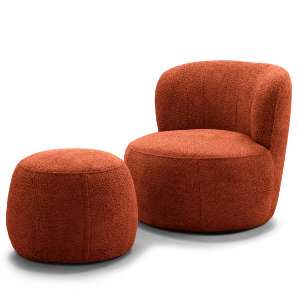 Polsterhocker LOVELOCK - Bouclé Stoff Cady: Rostrot