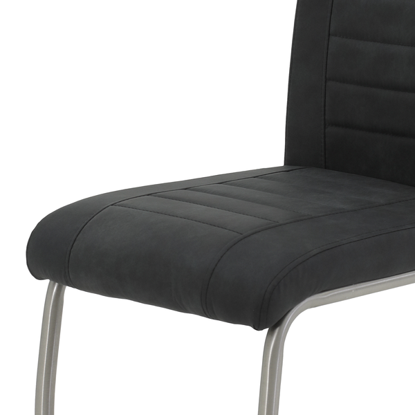 Freischwinger Wisches - Microfaser / Edelstahl - Anthrazit - 4er Set