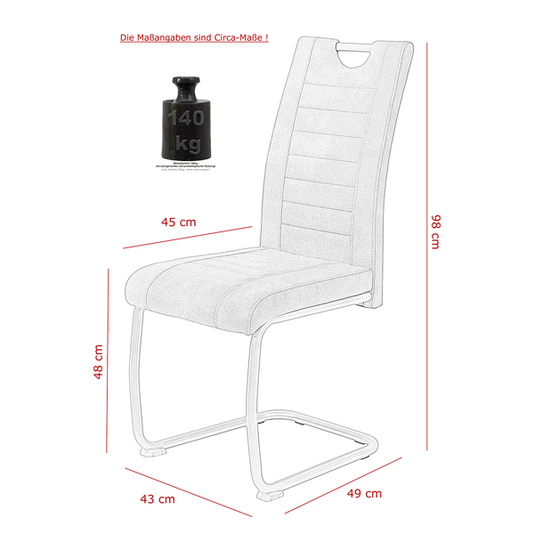 Freischwinger Wisches - Microfaser / Edelstahl - Anthrazit - 4er Set