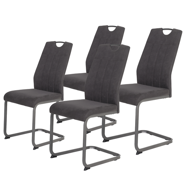 Freischwinger Cotulla - Microfaser / Metall - Schwarz - Anthrazit - 4er Set