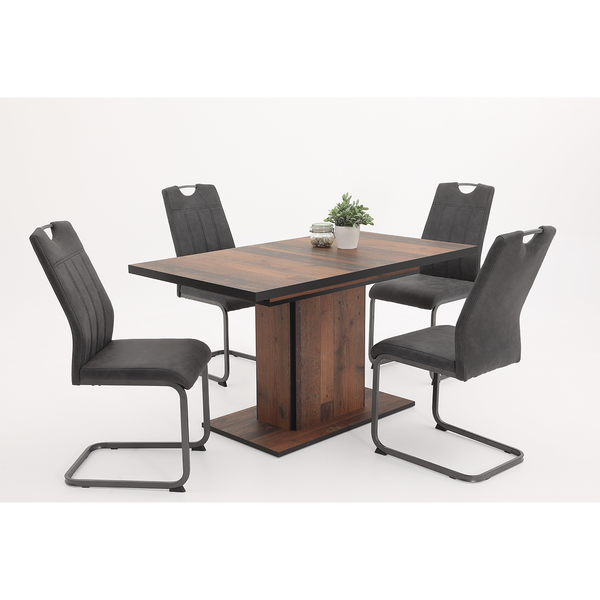 Freischwinger Cotulla - Microfaser / Metall - Schwarz - Anthrazit - 4er Set