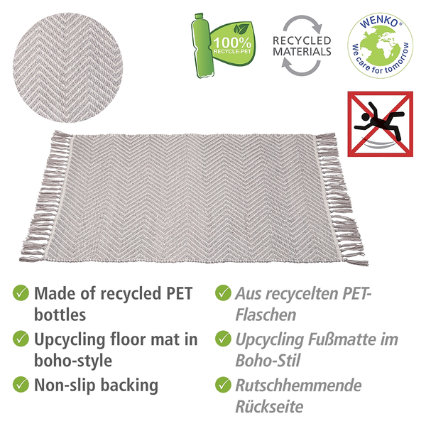 Badematte Gata - Polyester - Grau / Weiß