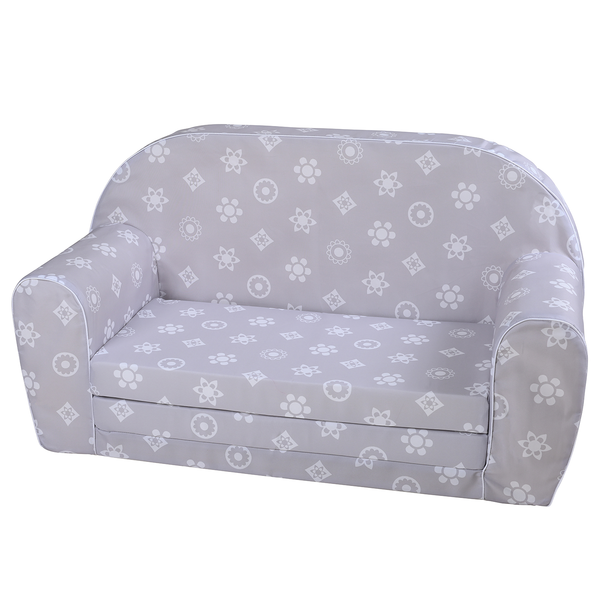 Kindersofa Royal - Webstoff - Grau / Weiß