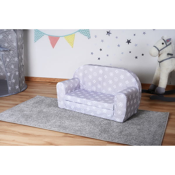 Kindersofa Royal - Webstoff - Grau / Weiß