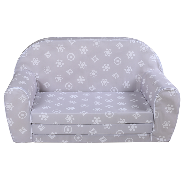 Kindersofa Royal - Webstoff - Grau / Weiß
