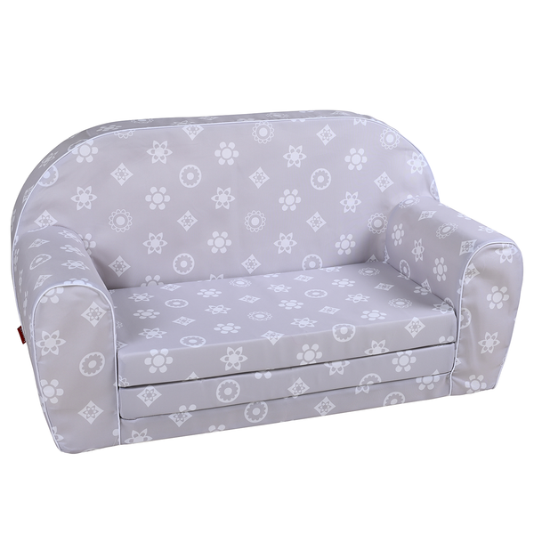 Kindersofa Royal - Webstoff - Grau / Weiß