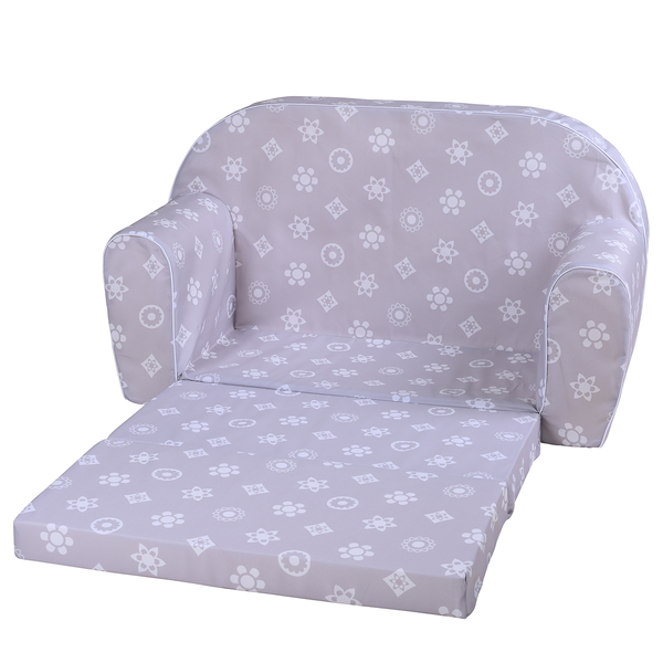 Kindersofa Royal - Webstoff - Grau / Weiß