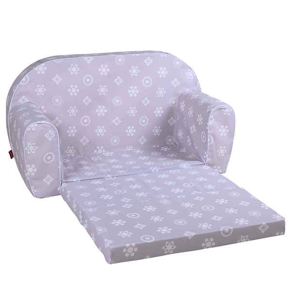 Kindersofa Royal - Webstoff - Grau / Weiß
