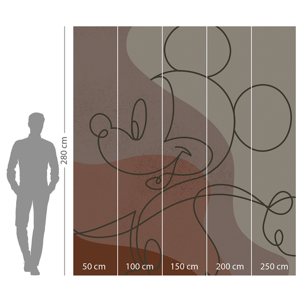 Fototapete Mickey Line Drawing - Multicolor - Andere - 250 x 280 x 0.1 cm