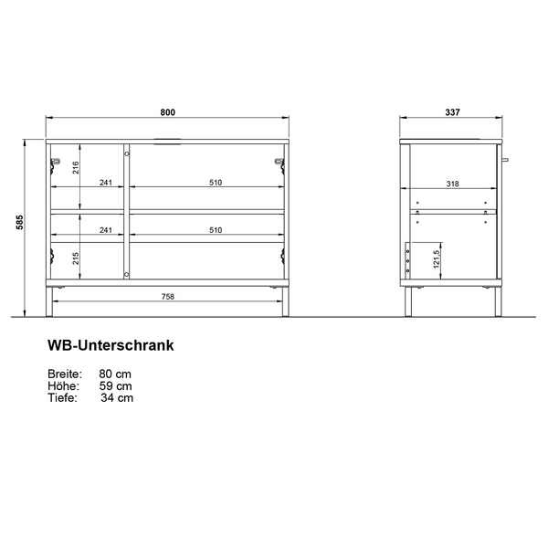 Waschbeckenunterschrank Yonkers - Kaschmir