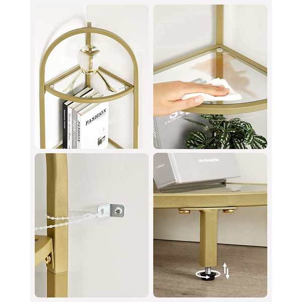 Eckregal Poygan - Glas / Metall - Gold