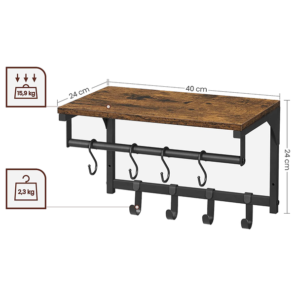 Wandgarderobe Montevallo III - Braun / Schwarz