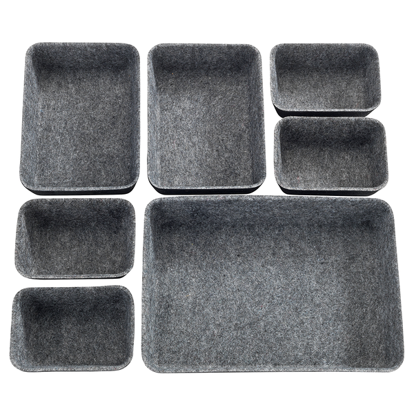 Schubladen-Organizer Filz (7-teilig) - Polyester - Schwarz / Grau